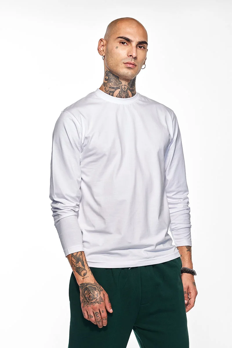 SNITCH Core Lab White Solid Slim Fit T-Shirt