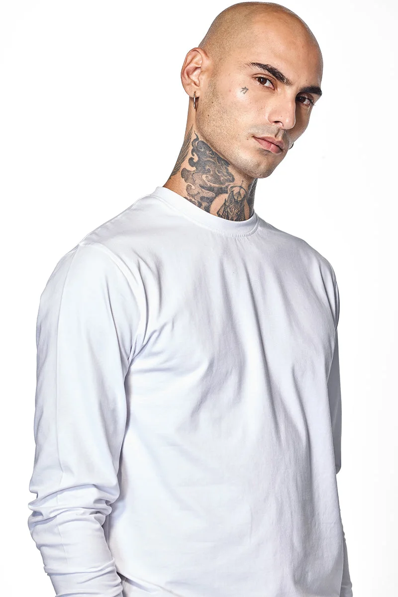 SNITCH Core Lab White Solid Slim Fit T-Shirt