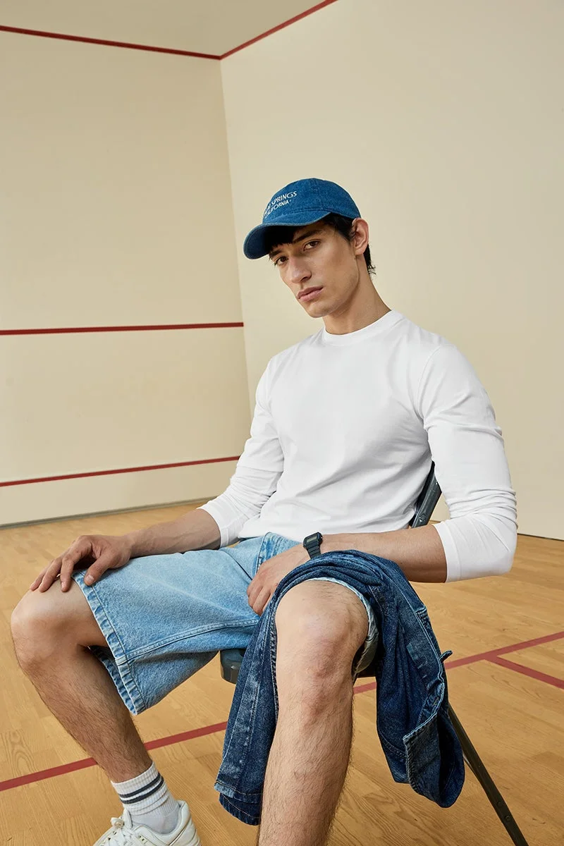 SNITCH Core Lab White Solid Slim Fit T-Shirt