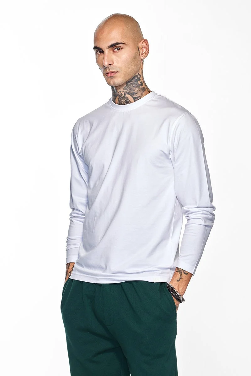 SNITCH Core Lab White Solid Slim Fit T-Shirt