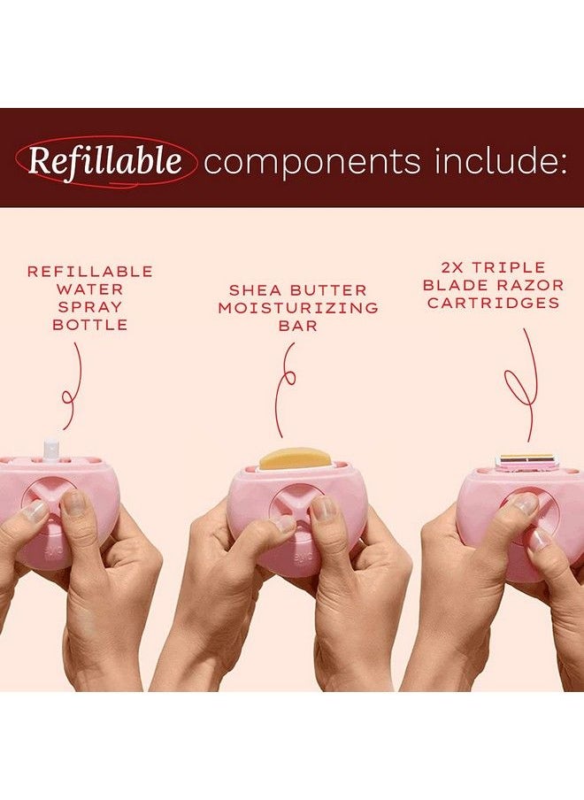 ALLEYOOP Portable Travel Razors For Women Perfect For Touch Ups Onthego Includes Refillable Blades Moisturizing?Bar & Water Spray Bottle Safe For All/Sensitive Skin Types (Dusty Pink)  - Image 4