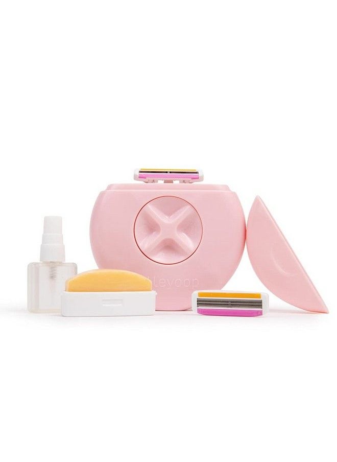 ALLEYOOP Portable Travel Razors For Women Perfect For Touch Ups Onthego Includes Refillable Blades Moisturizing?Bar & Water Spray Bottle Safe For All/Sensitive Skin Types (Dusty Pink)  - Image 2