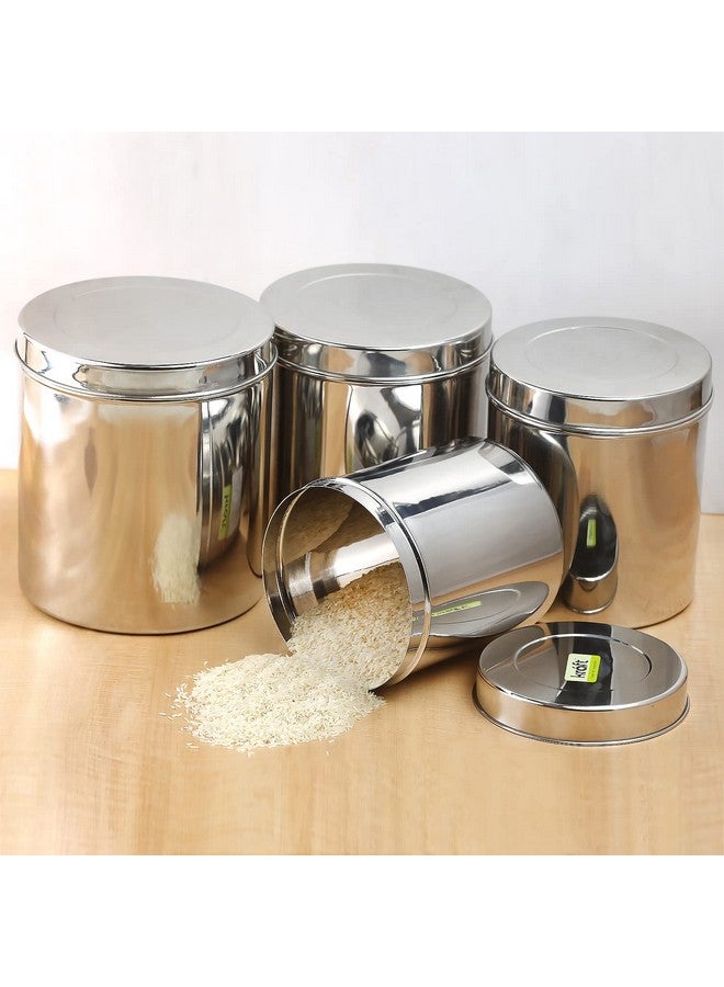 VINOD Vinod Kraft Stainless Steel Ubha Dabba Canister Set of 5 (1.2L, 1.6L, 2.1L, 2.3L, 3.3L) | Airtight Kitchen Storage Containers | Food-Grade Steel with 2-Year Warranty - Silver - Image 2