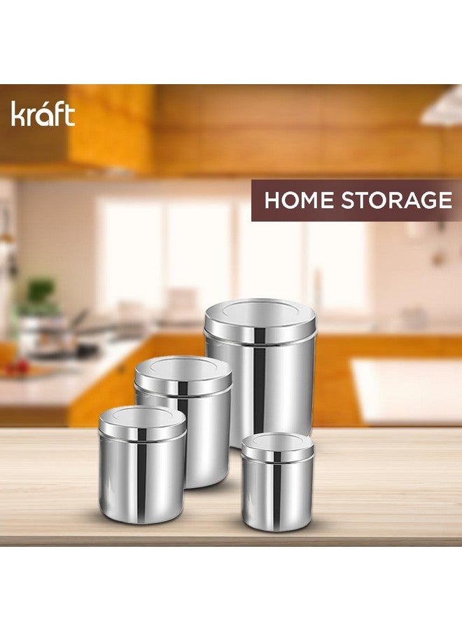 VINOD Vinod Kraft Stainless Steel Ubha Dabba Canister Set of 5 (1.2L, 1.6L, 2.1L, 2.3L, 3.3L) | Airtight Kitchen Storage Containers | Food-Grade Steel with 2-Year Warranty - Silver - Image 5