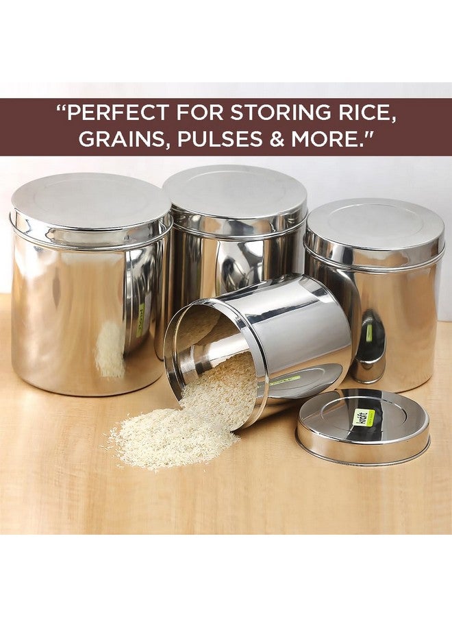 VINOD Vinod Kraft Stainless Steel Ubha Dabba Canister Set of 5 (1.2L, 1.6L, 2.1L, 2.3L, 3.3L) | Airtight Kitchen Storage Containers | Food-Grade Steel with 2-Year Warranty - Silver - Image 4