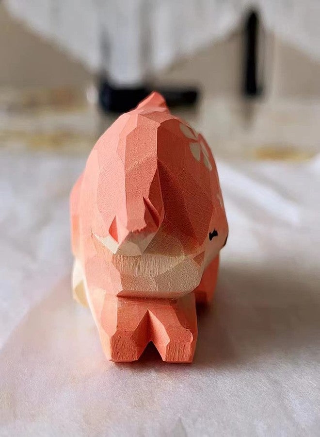 ALHBEJT Wooden Fox Figurines Sculpture Statue Lovely Small Carved Fox Statue Handmade Wood Fox Art Carving Work for Home Office Decoration (Pink) - Image 4
