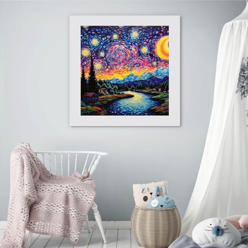 HOIYLDS Starry Night Diamond Painting Kits for Adults Starry Sky Diamond Art Kits for Adults Beginner Landscape Scene DIY Full Drill Diamond Dots Paintings with Diamonds 5D Gem Art and Crafts 14x14inch - Image 3