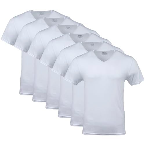 Gildan Mens VNeck TShirts Multipack Style G1103 White 6Pack Small - Image 1