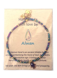 Alwan Long Size Crystal Anklet with an Evil Eye in the Center of a Hamsa  - Image 4