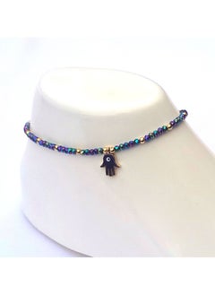 Alwan Long Size Crystal Anklet with an Evil Eye in the Center of a Hamsa  - Image 3
