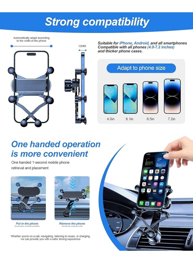 Mobile Holder For Car, Gravity Car Mobile Holders for Mobile Phone,Car Mounts For Mobiles Car Air Vent Clip Phone Mount Holder Universal Shockproof Clip Smartphone Stand - Image 2