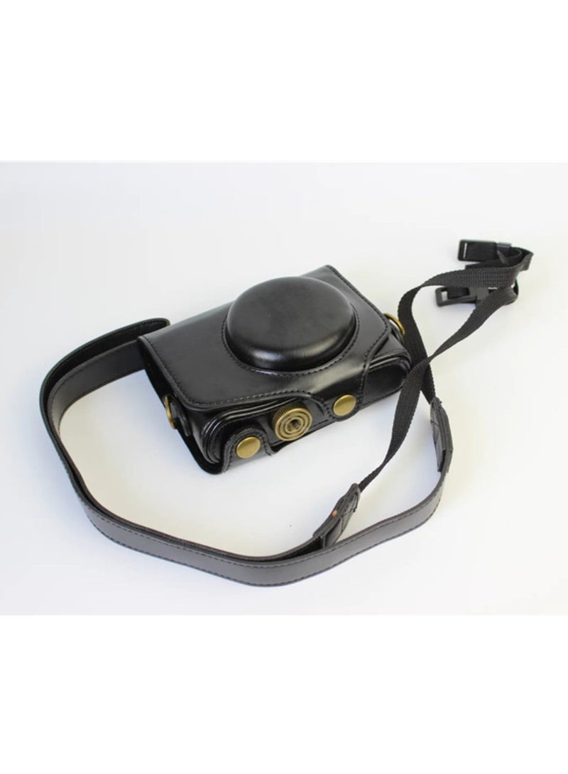 Holster Camera Case for Canon PowerShot SX740 SX730 SX720 HS Full Body Camera PU Leather Case Bag with Strap (Black) - Image 1