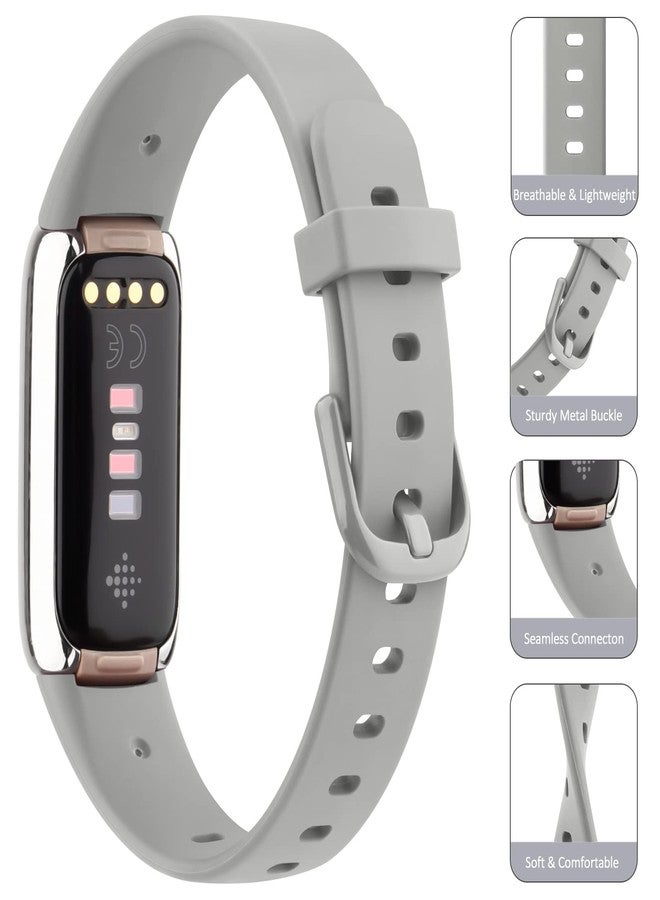 مجموعة من 3 أساور Fitbit Luxe - سوار معصم بديل من السيليكون الناعم للنساء والرجال، متوافق مع جهاز تتبع اللياقة البدنية Luxe/Special Edition، صغير، أسود + أبيض + رمادي - Image 2