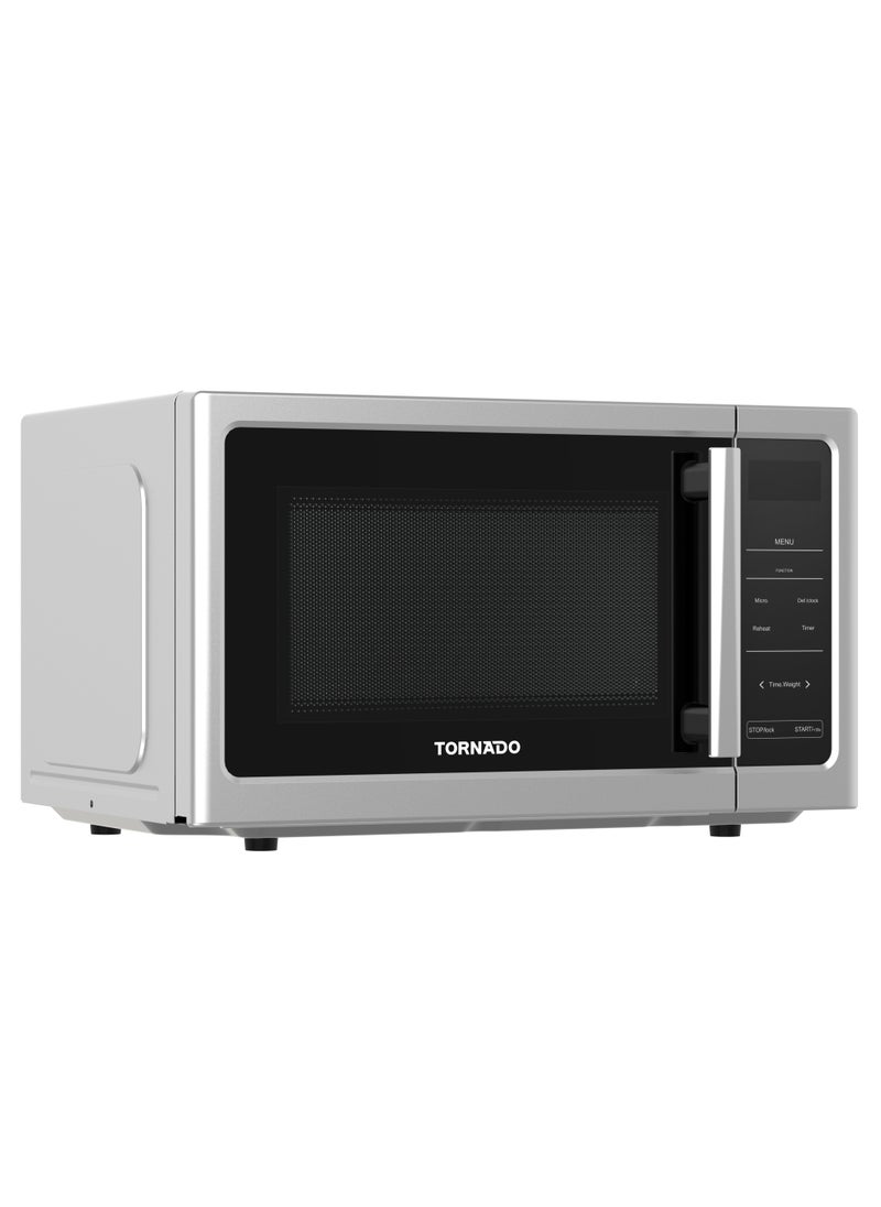 TORNADO - Tornado 25 Liters Digital Microwave Oven Solo with 10 Power Levels, 850W, Touch Control panel, Child-Safety-Lock, Defrost Function, 8 Auto cooking function, Silver, TWDS-25-S-E - Image 1