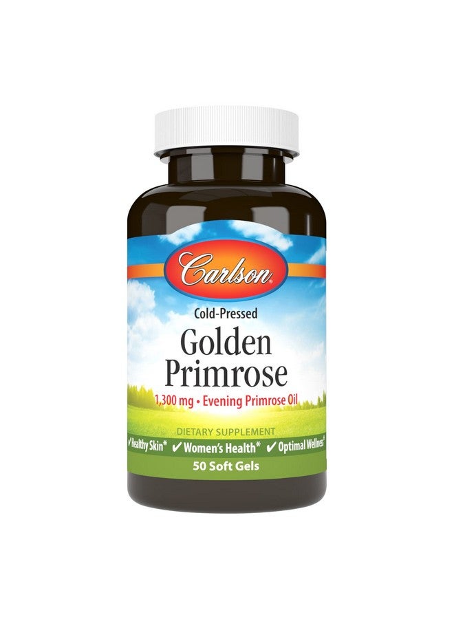 Carlson - Golden Primrose, 1300 mg Evening Primrose Oil, Cold-Pressed, Healthy Skin, Women's Health & Optimal Wellness, 50 Softgels - Image 1