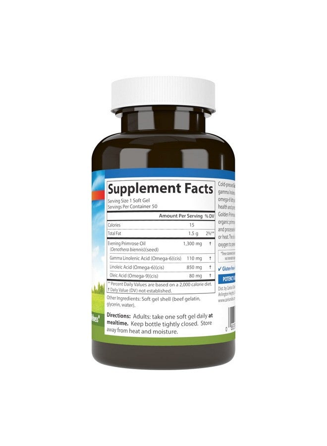 Carlson - Golden Primrose, 1300 mg Evening Primrose Oil, Cold-Pressed, Healthy Skin, Women's Health & Optimal Wellness, 50 Softgels - Image 2