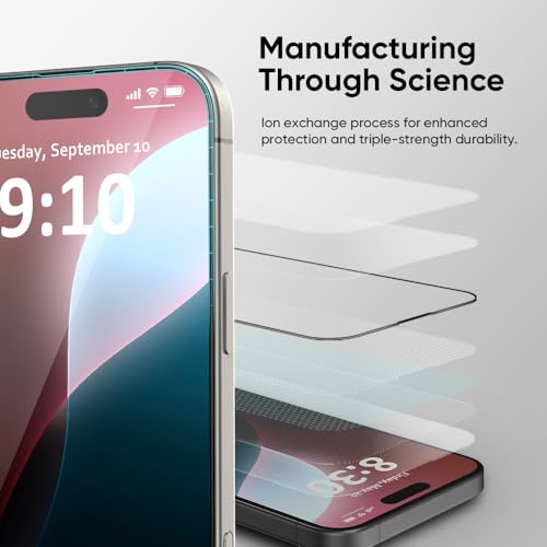 FLOLAB NanoArmour ONETIME MAX for iPhone 16 Pro Max Screen Protector Clear AntiBlue Light Screen ProtectorInfinity Edge MilitaryGrade Tempered Glass Durable Easy Install DustFree - Image 3