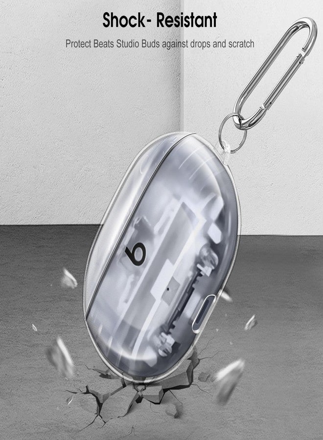 Fintie Clear Case for New Beats Studio Buds + (2023) / Beats Studio Buds 2021, Anti-Lost Shockproof Earbuds Protective Cover with Keychain Carabiner Support Wireless Charging, Crystal Clear - Image 4