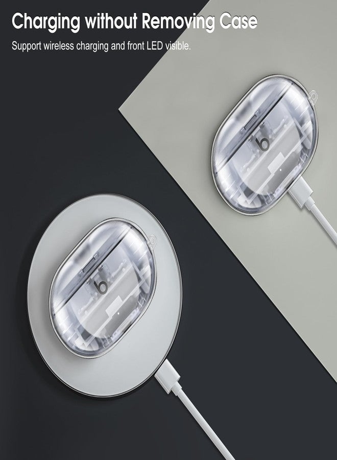 Fintie Clear Case for New Beats Studio Buds + (2023) / Beats Studio Buds 2021, Anti-Lost Shockproof Earbuds Protective Cover with Keychain Carabiner Support Wireless Charging, Crystal Clear - Image 5