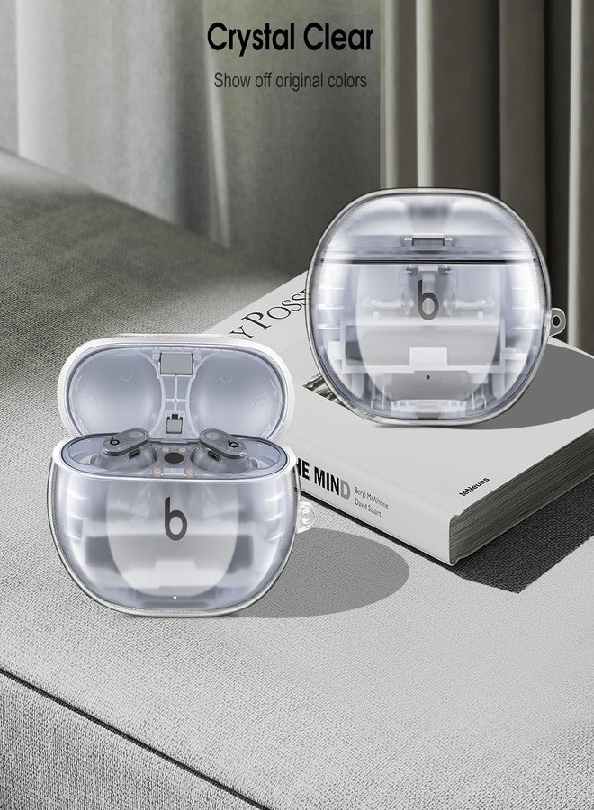 Fintie Clear Case for New Beats Studio Buds + (2023) / Beats Studio Buds 2021, Anti-Lost Shockproof Earbuds Protective Cover with Keychain Carabiner Support Wireless Charging, Crystal Clear - Image 2