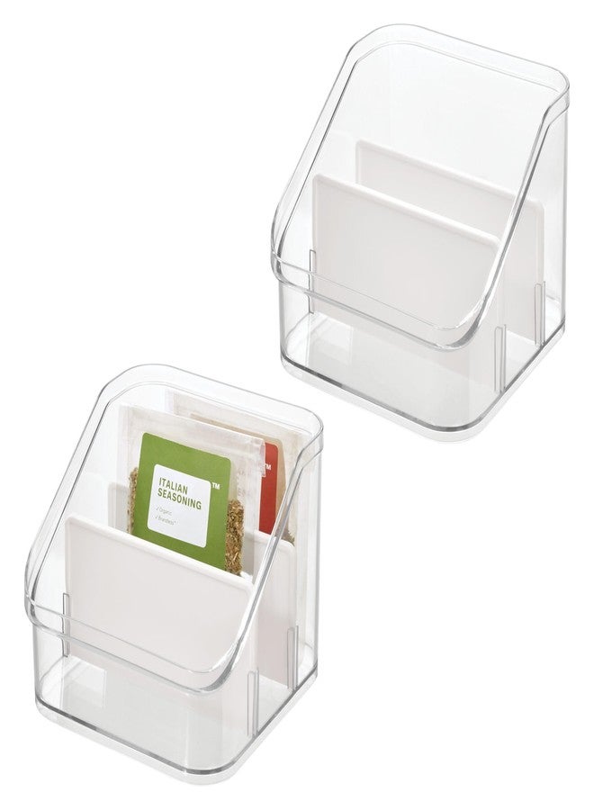 إنترديزاين منظم مخزن الطعام iDesign بثلاثة أقسام لتخزين أدوات المطبخ - طقم من قطعتين - شفاف/أبيض مطفي - Image 1