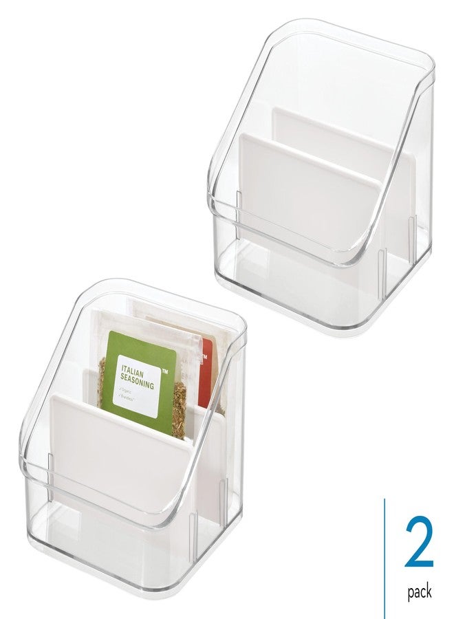 إنترديزاين منظم مخزن الطعام iDesign بثلاثة أقسام لتخزين أدوات المطبخ - طقم من قطعتين - شفاف/أبيض مطفي - Image 2