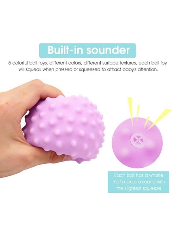 Generic Patpat balls for kids squeeze ball toys 18+ months for toddlers 1-3, bath toy squeak ball toy sensory baby toy for kids, sensory ball for babies, soft vinyl ball toy with gift box (6 pack)  - Image 2