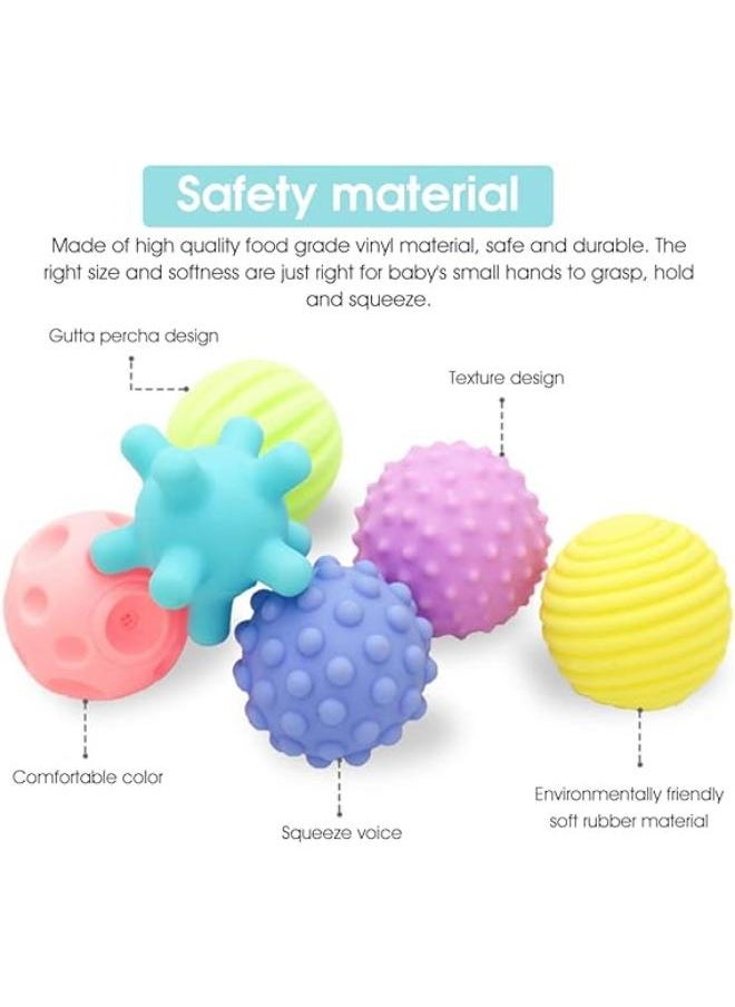 Generic Patpat balls for kids squeeze ball toys 18+ months for toddlers 1-3, bath toy squeak ball toy sensory baby toy for kids, sensory ball for babies, soft vinyl ball toy with gift box (6 pack)  - Image 3