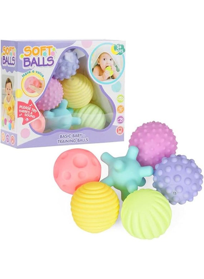 Generic Patpat balls for kids squeeze ball toys 18+ months for toddlers 1-3, bath toy squeak ball toy sensory baby toy for kids, sensory ball for babies, soft vinyl ball toy with gift box (6 pack)  - Image 1