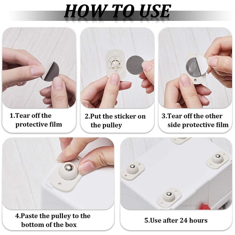 HEVIR Universal 360 SelfAdhesive Mini Swivel Casters Wheels 8 PCS Furniture Moving Caster Rollers for Trolley Gaming PC Storage Boxes 360 Rotation Pulley for Furniture Storage Solutions - Image 4