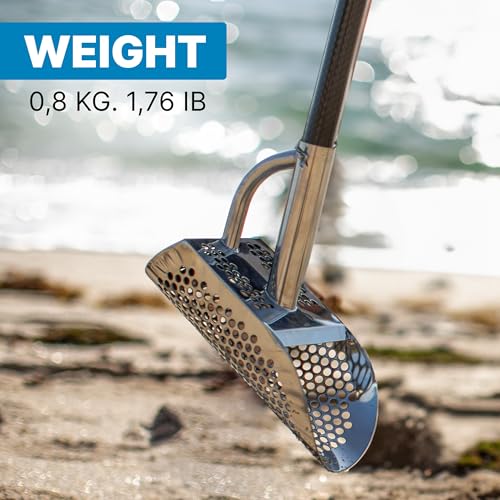 CKG Sand Scoop Metal Detector Shovel Stainless Steel for Beach Treasure Hunting Gold Siffer, Detecting Digger Tool 8 mm Round Holes - Image 4