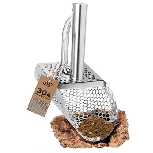 CKG Sand Scoop Metal Detector Shovel Stainless Steel for Beach Treasure Hunting Gold Siffer, Detecting Digger Tool 8 mm Round Holes - Image 1