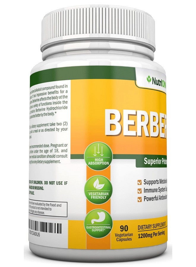 NutriONN Berberine 1200Mg Per Serving 90 Vegetarian Capsules Pure Berberine Hcl Extract Supplement Superior Potency To Support Immune Health - Image 5