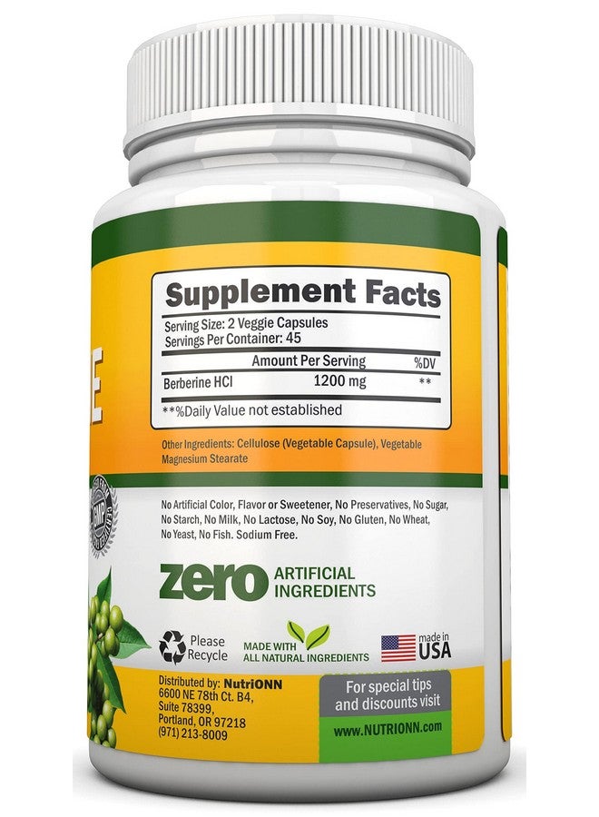 NutriONN Berberine 1200Mg Per Serving 90 Vegetarian Capsules Pure Berberine Hcl Extract Supplement Superior Potency To Support Immune Health - Image 3