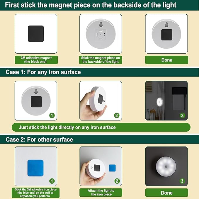 KEYORA White Motion Sensor Night Light for Home with USB Charging Battery Rechargeable Wireless Magnetic Self Adhesive LED Lamp for Wardrobe, Cabinet, Cupboard, Kitchen, Bedroom, Stairs Pack of 2 - Image 4