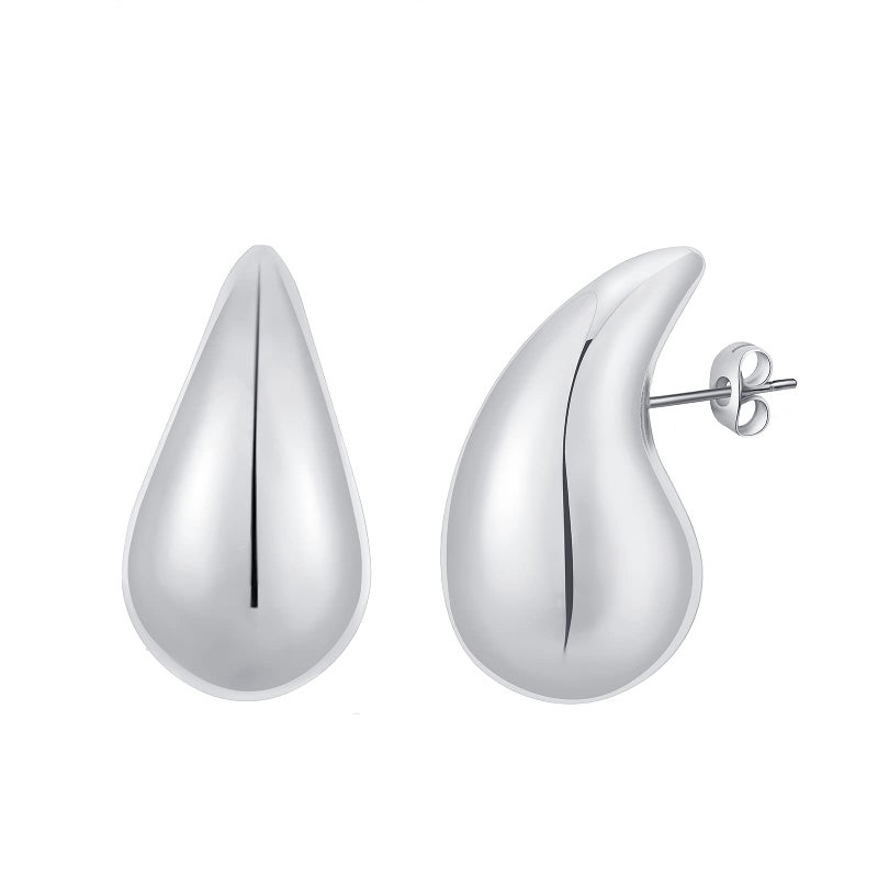 Apsvo Chunky 14K Gold Plated Hoop Earrings for Women, Lightweight Waterdrop Hollow Open Hoops, Hypoallergenic Dupes Earrings - Image 1