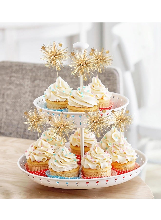 20PCS Gold Foil Firework Cupcake Toppers for Birthday Party - Image 4