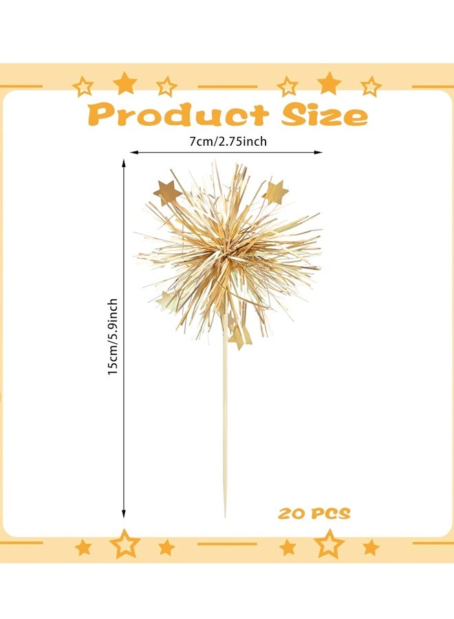 20PCS Gold Foil Firework Cupcake Toppers for Birthday Party - Image 2