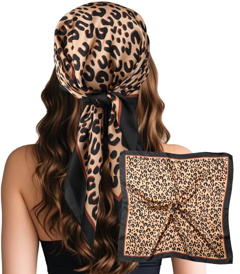 Sumolux Head Hair Scarf for Women Like Satin Silk Scarf Bandana Hair Wrapping Night Large Square Scarves 27.5" - Image 1