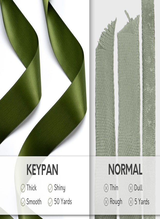Keypan Moss Green Satin Ribbon 1-1/2 Inch x 50 Yards Double-Faced for Gift Wrapping Crafts Flower Bouquet Invitations Holiday Decorating - Image 4