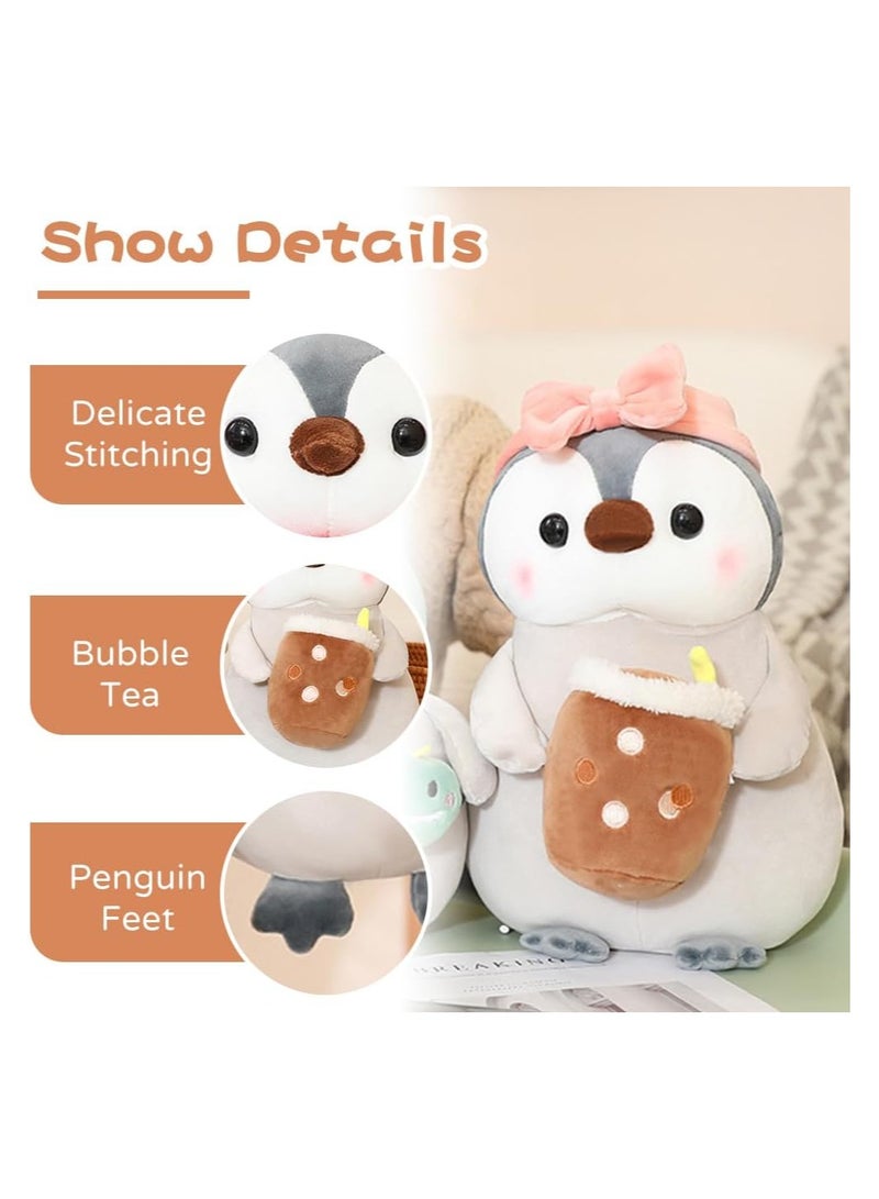SYOSI Penguin Stuffed Animals Plush Cute Penguin Plush Stuffed Animal Penguin with Pink Bowknot for Animal Themed Parties Teacher Student Award Animal Toys for Boys Girls 25cm - Image 3
