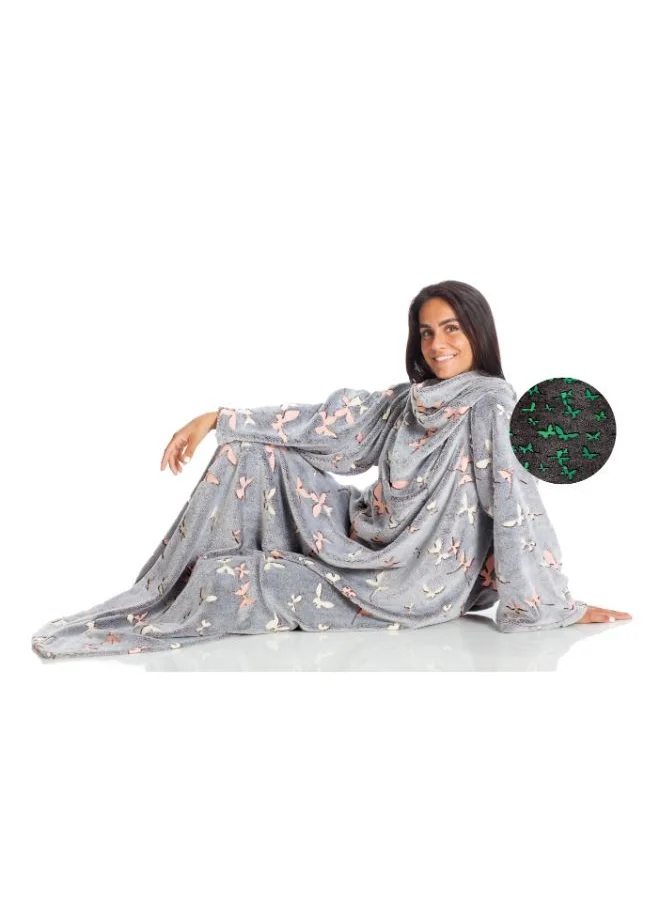 Kanguru Blanket With Sleeves and a Pocket - Butterflies - Deluxe Glow