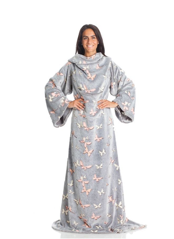 Blanket With Sleeves and a Pocket - Butterflies - Deluxe Glow