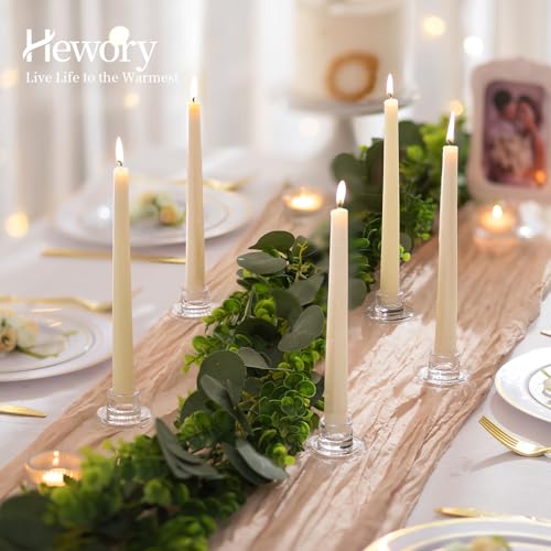 Hewory Glass Taper Candle Holders 4 PCS Candlestick Holders Clear Short Tapered Candle Holder Set Candle Stick Holder Decor for Table Centerpiece Wedding Party Advent Christmas Home Decorations - Image 3