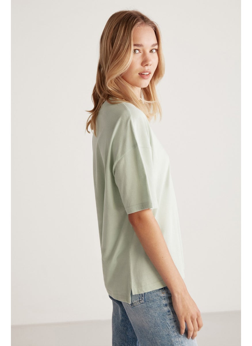 Jemmy Women's Basic Jersey Woven Relaxed 100% Organic Cotton Mint Green T-shirt - pzsku/ZB30AAF72A0C67A6BAB1CZ/45/_/1741637792/d978c963-d0d3-4c30-974d-d7d87fce8f64