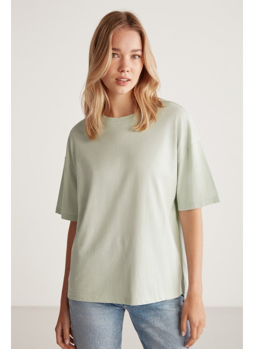 Jemmy Women's Basic Jersey Woven Relaxed 100% Organic Cotton Mint Green T-shirt - pzsku/ZB30AAF72A0C67A6BAB1CZ/45/_/1741637793/3aba8600-3bd2-49c3-86a0-2deb36923c24