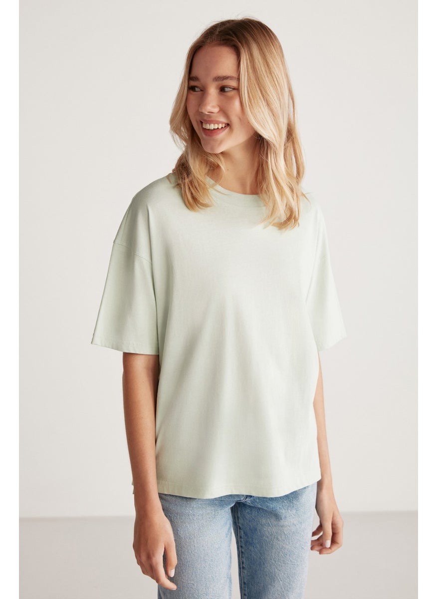 Jemmy Women's Basic Jersey Woven Relaxed 100% Organic Cotton Mint Green T-shirt - pzsku/ZB30AAF72A0C67A6BAB1CZ/45/_/1741637794/28f7fe21-39fb-403a-a212-7de67a1372ae