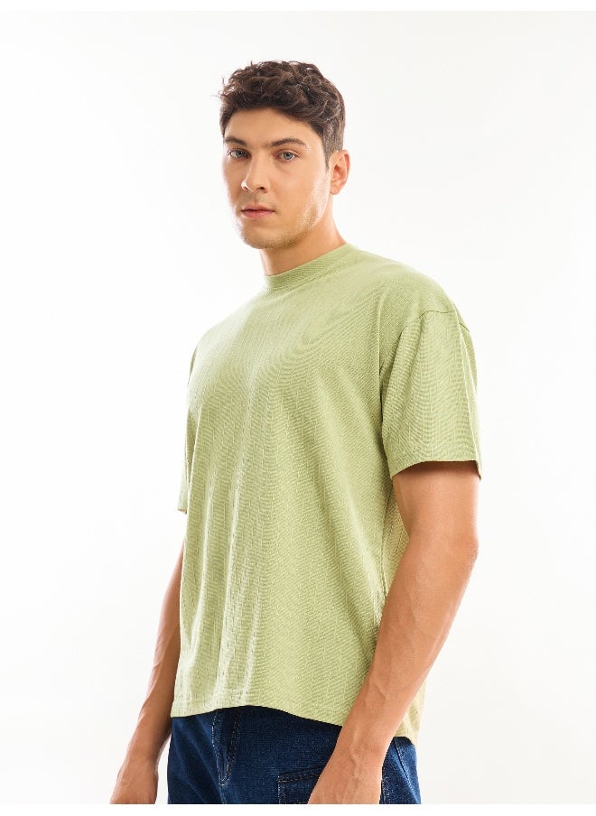 Beyoung Pale Green Textured Oversized T-shirt  - Image 5
