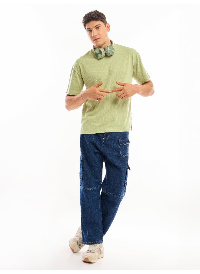 Pale Green Textured Oversized T-shirt