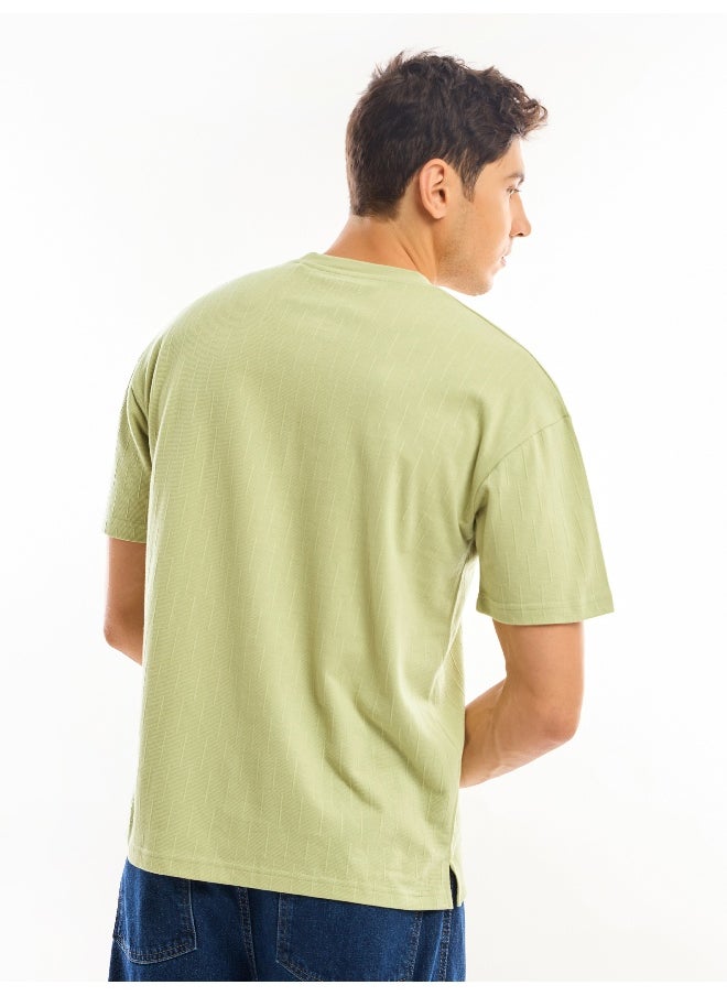 Beyoung Pale Green Textured Oversized T-shirt  - Image 4